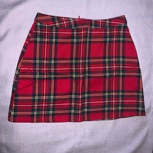 Red Plaid Mini Skirt
